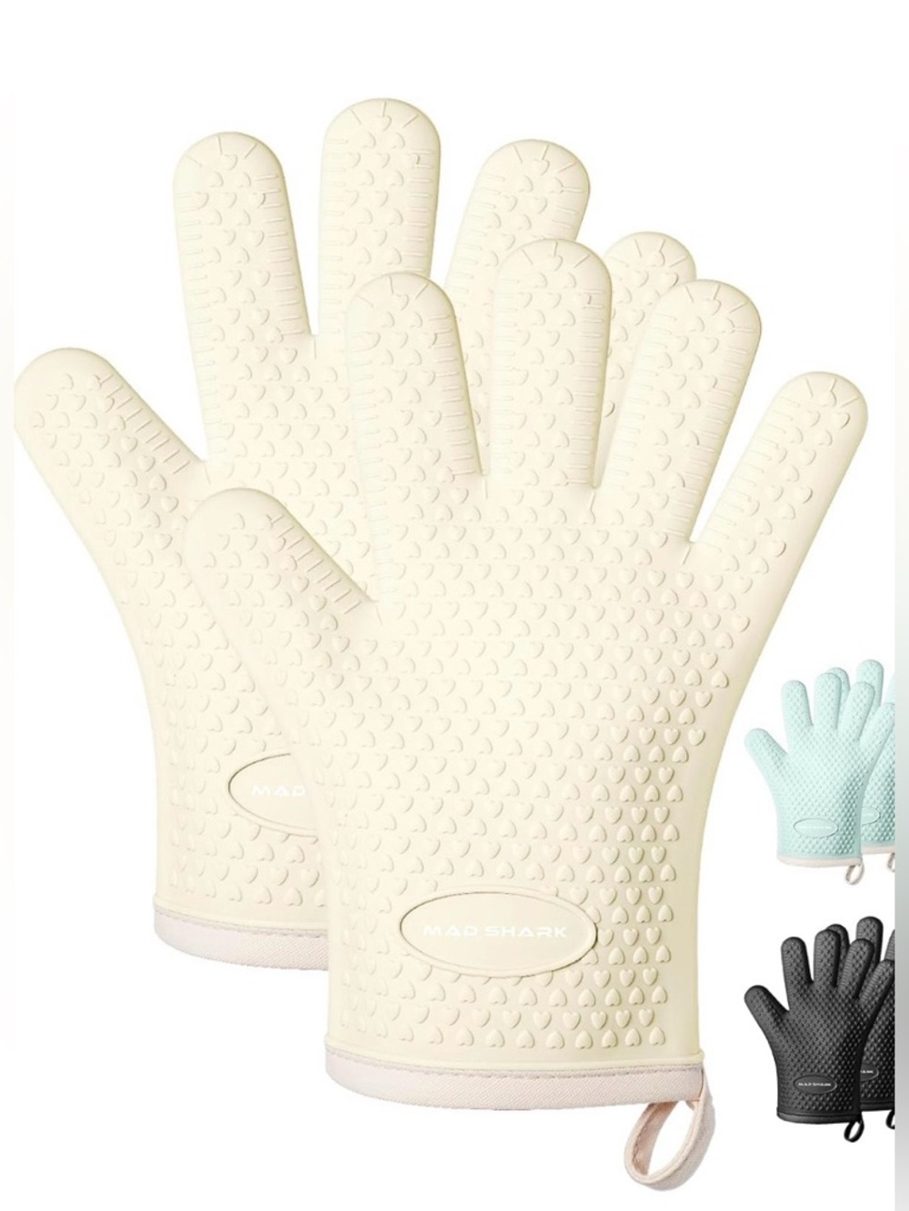 Mad Shark Silicone Oven Mitts - White